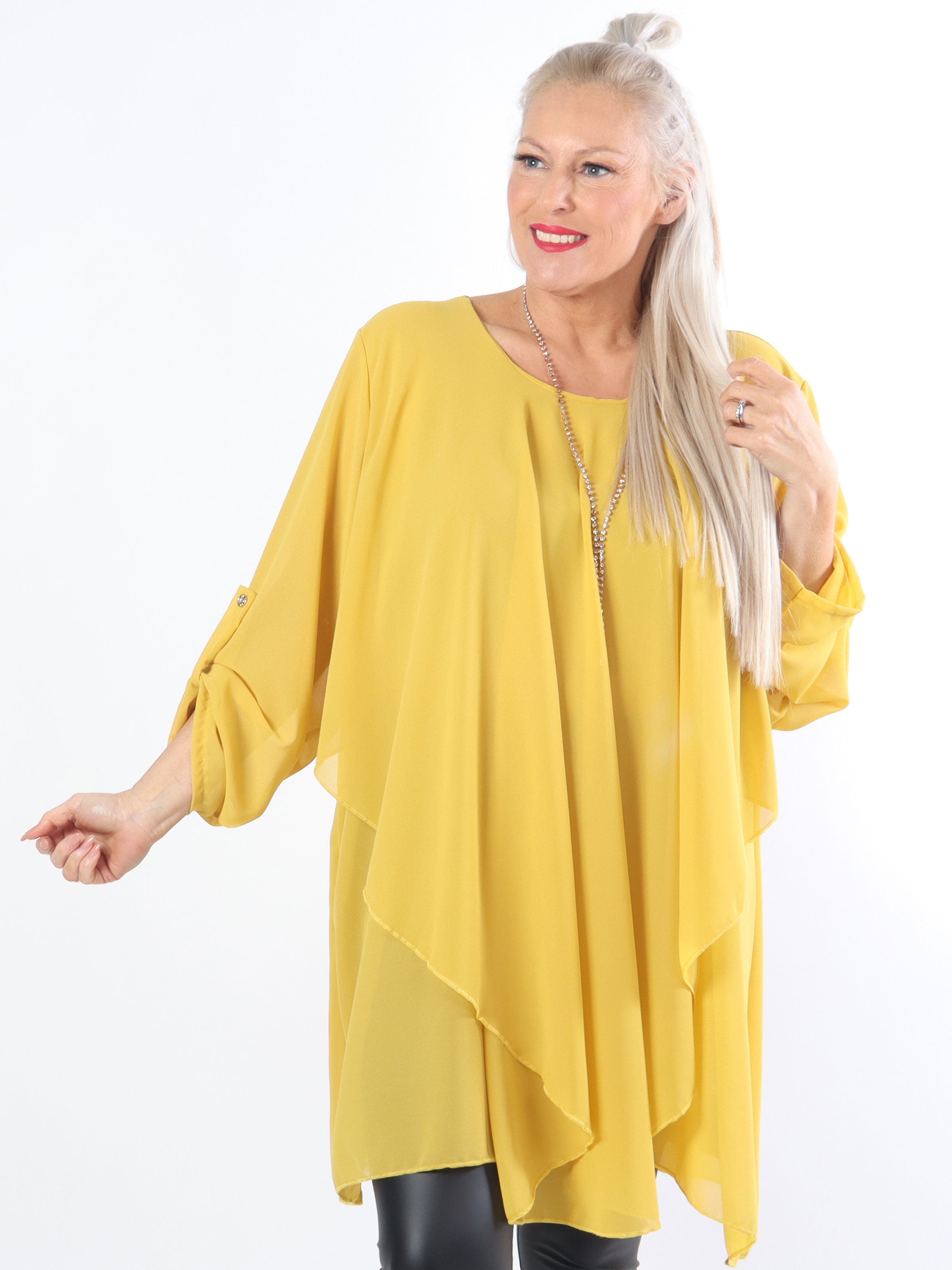 Wanda long sleeve - Plus size tunikakjole i chiffon
